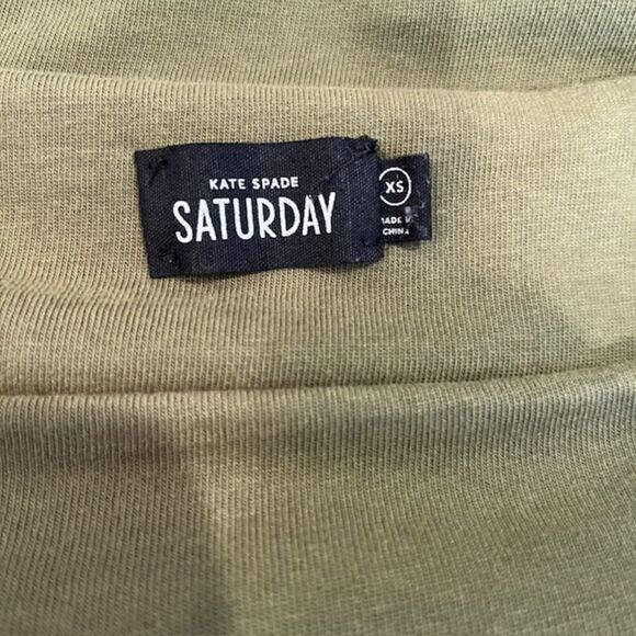 Kate Spade Saturday Boat Neck Tee in Deep Olive Short Sleeve Cotton Size XS - Picture 4 of 8